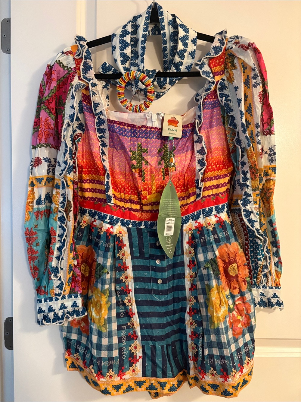 FARM Rio Bright Multicolor Floral Patchwork Romper